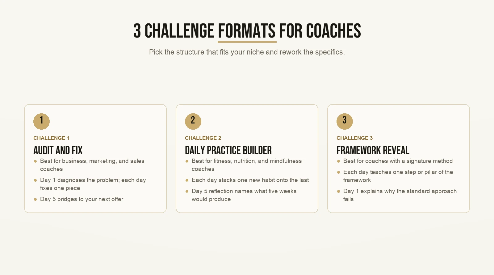 3 Challenge Formats for Coaches